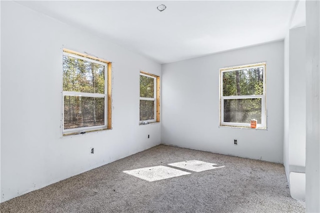 carpeted spare room featuring plenty of natural light