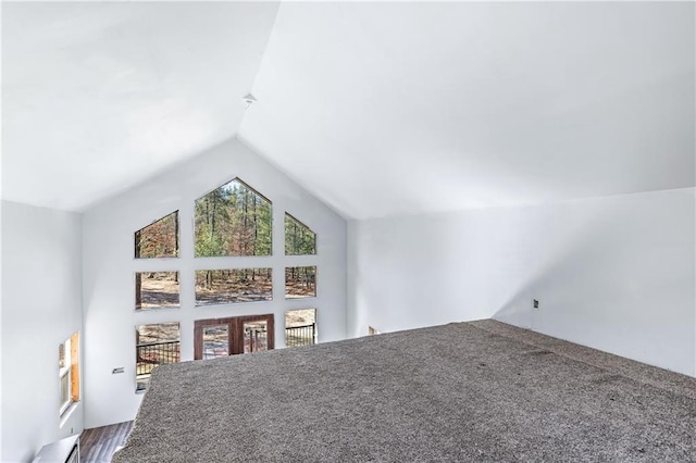 bonus room with plenty of natural light, baseboard heating, and lofted ceiling