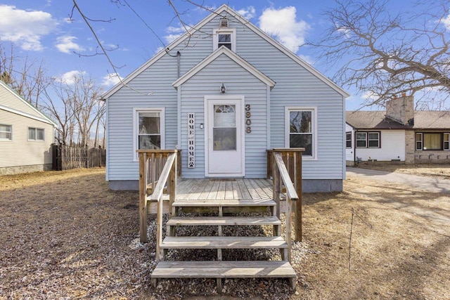 view of front of property featuring a deck