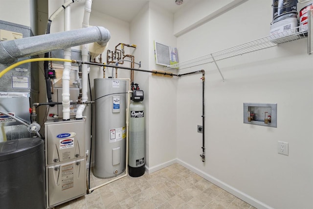 utility room featuring water heater