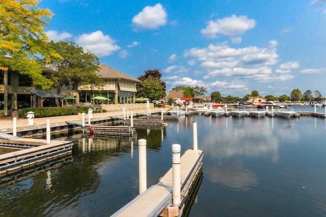 view of dock featuring a water view