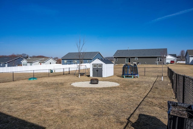 view of yard featuring a fenced backyard and a residential view