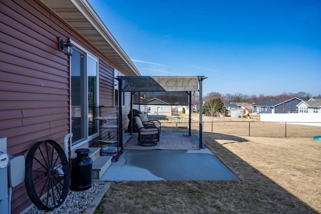 view of yard with a patio area and fence