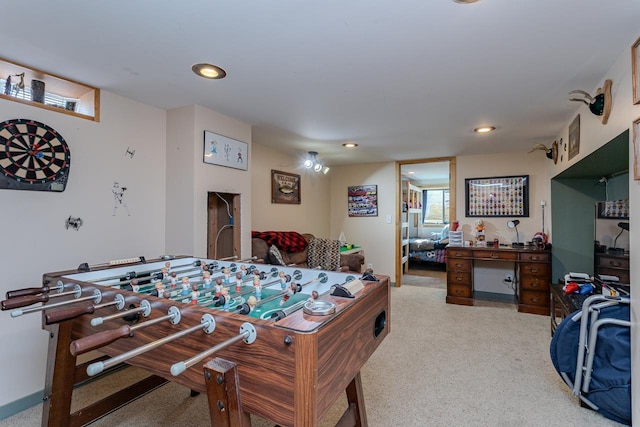 game room featuring recessed lighting and baseboards