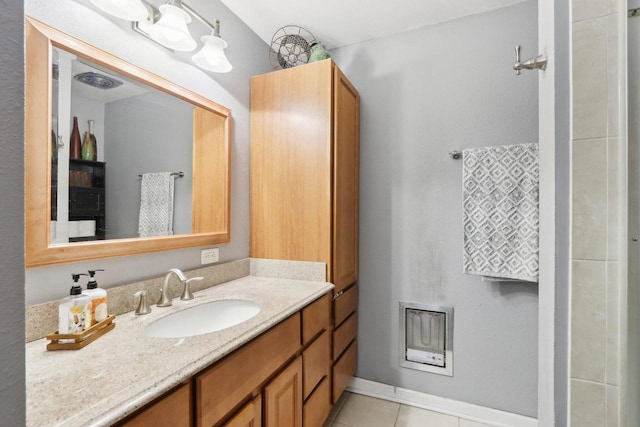 bathroom with vanity and tile patterned floors