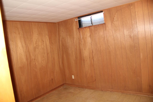 below grade area featuring wooden walls