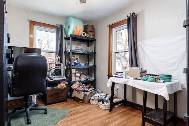 office space featuring wood finished floors