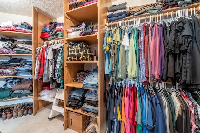 spacious closet with carpet floors