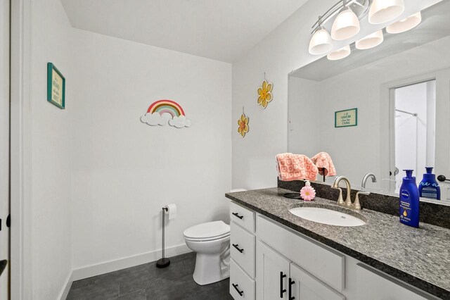655 Sunset Grn, Bay, WI 54313 - bathroom featuring toilet, vanity, and baseboards