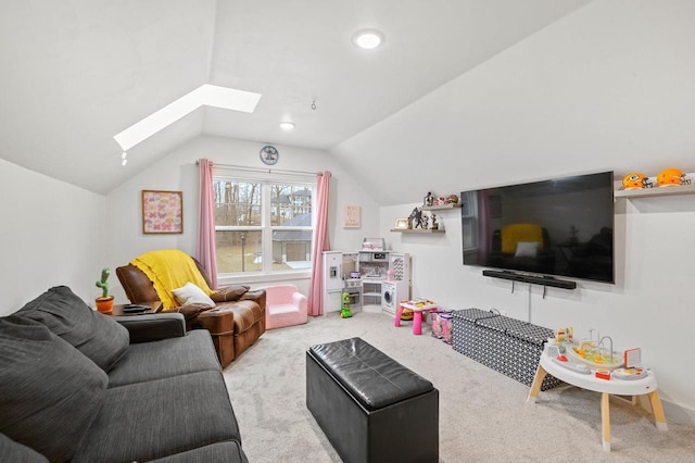 655 Sunset Grn, Bay, WI 54313 - living area featuring lofted ceiling with skylight and carpet