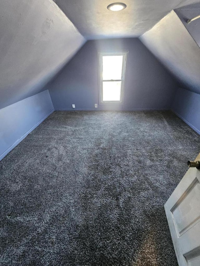 bonus room featuring carpet flooring and vaulted ceiling