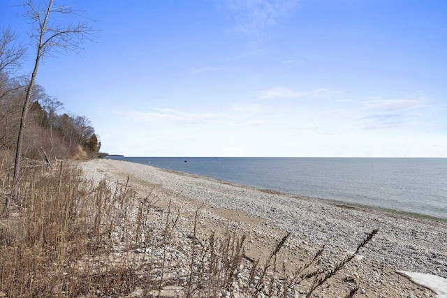 property view of water featuring a view of the beach