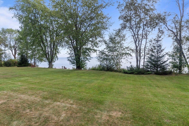 view of yard with a water view