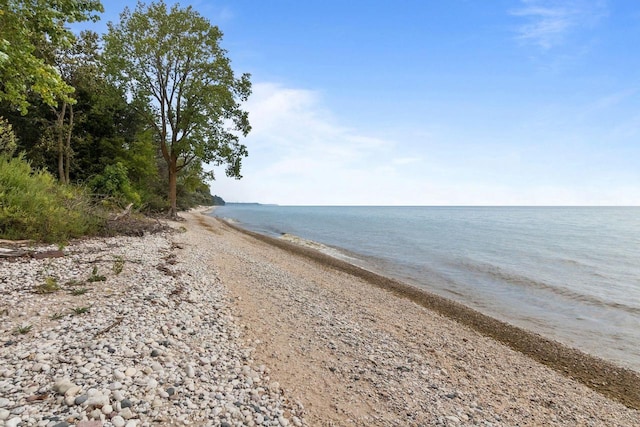 view of water feature featuring a beach view