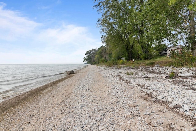 property view of water featuring a beach view