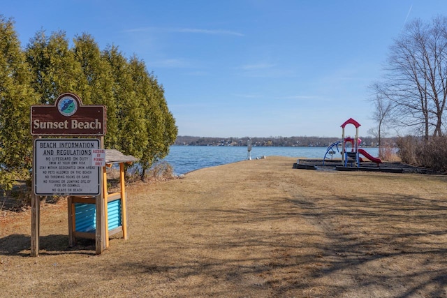 view of community featuring a water view