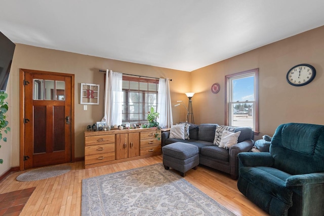 living area featuring light wood-type flooring