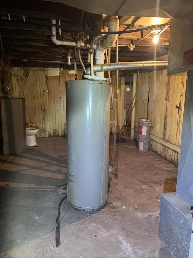 unfinished below grade area with water heater