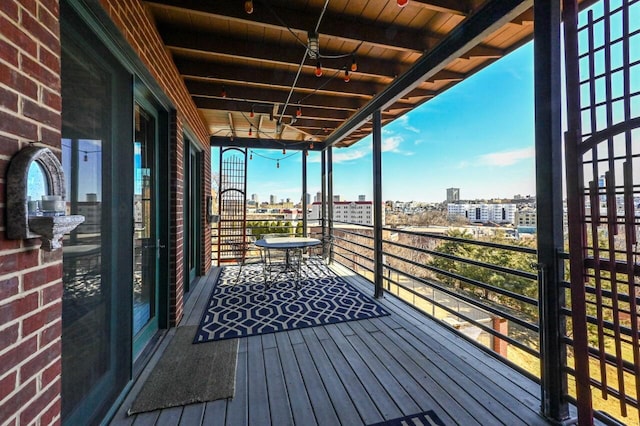 deck featuring a view of city