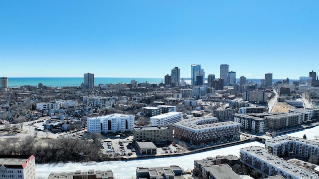 property's view of city featuring a water view