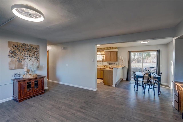 dining room featuring baseboards and dark wood finished floors