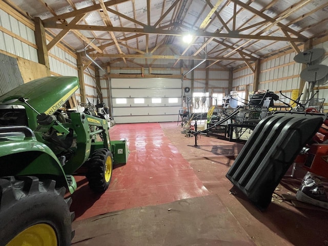 garage with metal wall