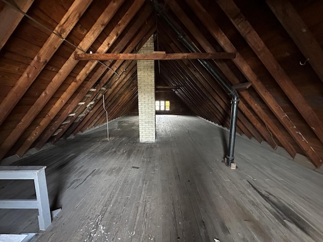 view of unfinished attic