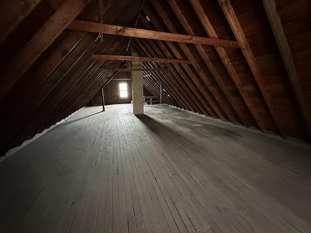 view of unfinished attic