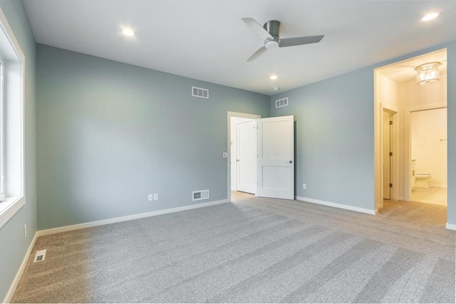 unfurnished bedroom featuring visible vents and recessed lighting