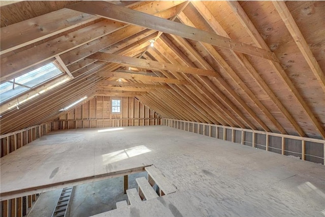 view of unfinished attic