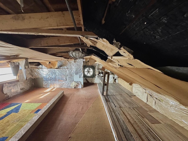 view of unfinished attic