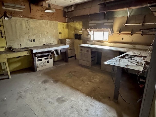 kitchen with concrete flooring