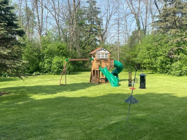 view of play area with a lawn