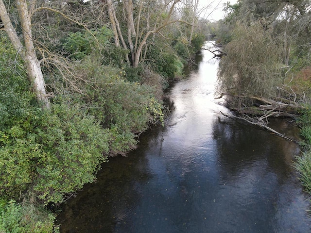 property view of water with a wooded view