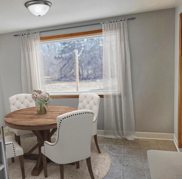 dining room with baseboards and plenty of natural light