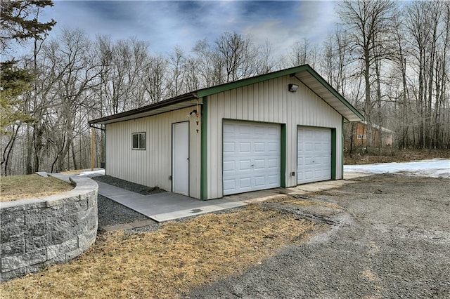 view of detached garage