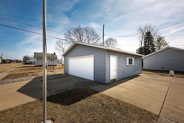 view of detached garage