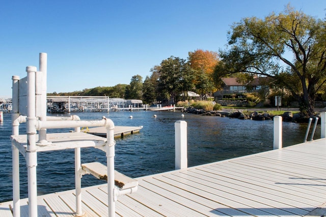 dock area featuring a water view