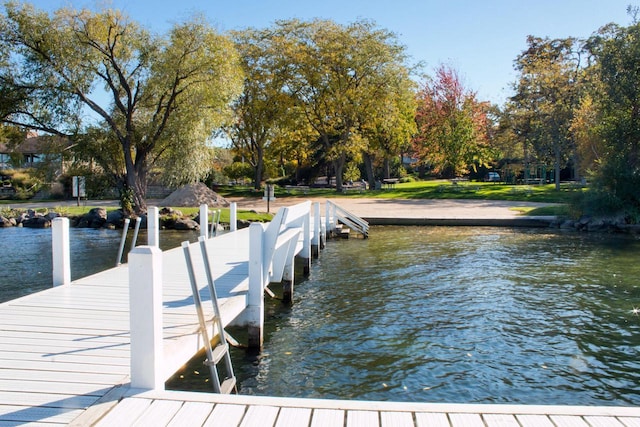 view of dock featuring a water view