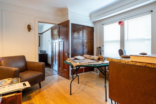 office area featuring light wood-style floors