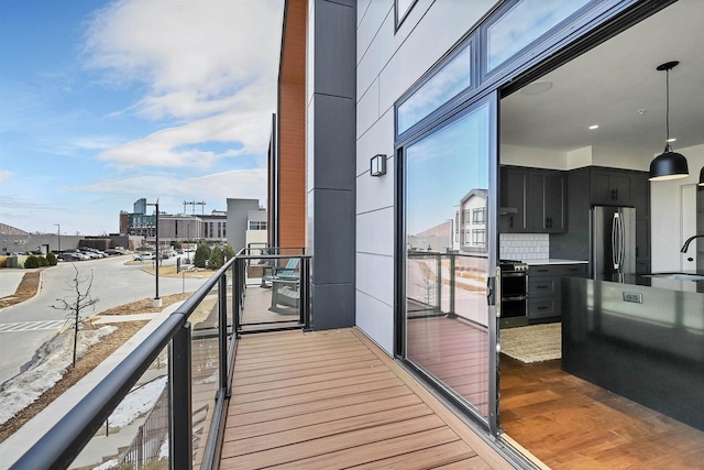 balcony featuring a sink