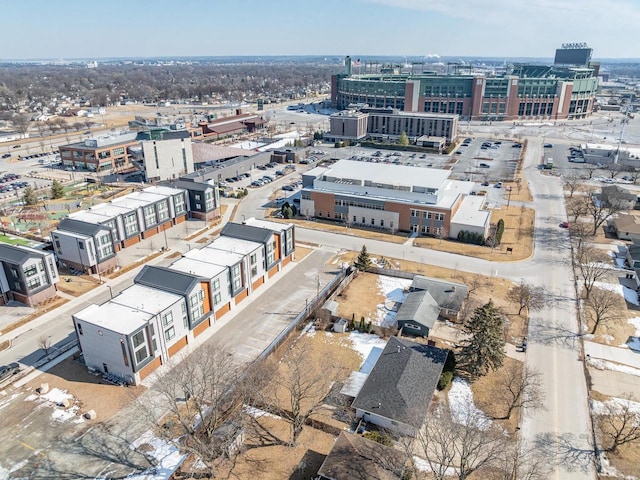 birds eye view of property with a city view