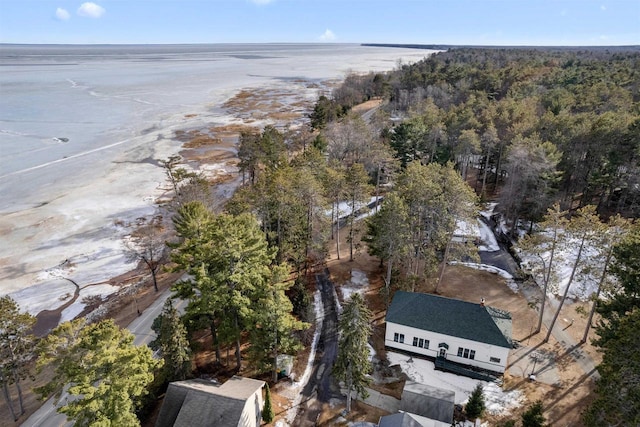 aerial view with a wooded view