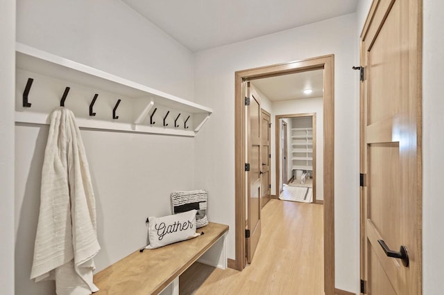 mudroom featuring light wood finished floors