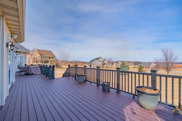 deck with a residential view