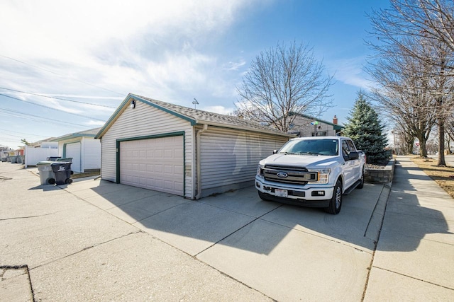 view of detached garage