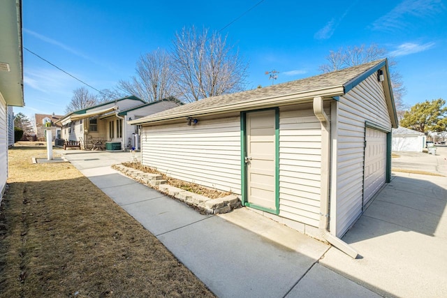 detached garage with cooling unit