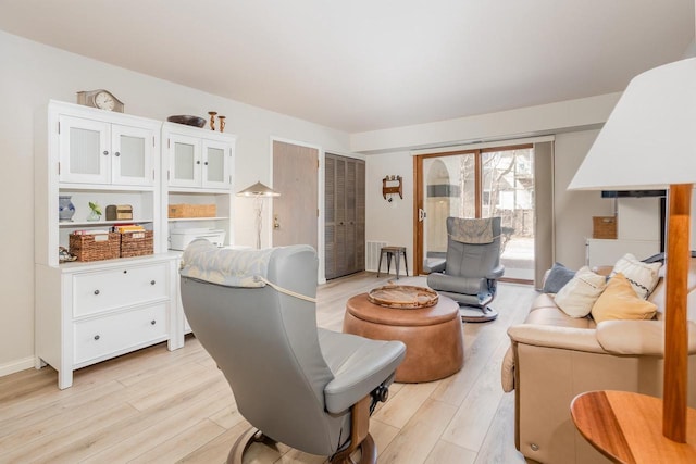 living room with light wood-type flooring