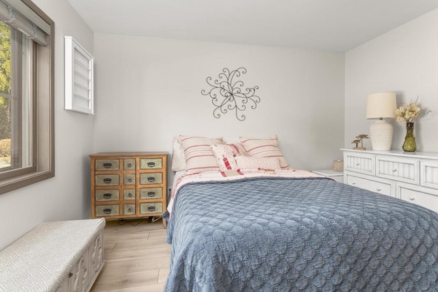 bedroom featuring light wood-style floors