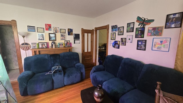 living area featuring wood finished floors